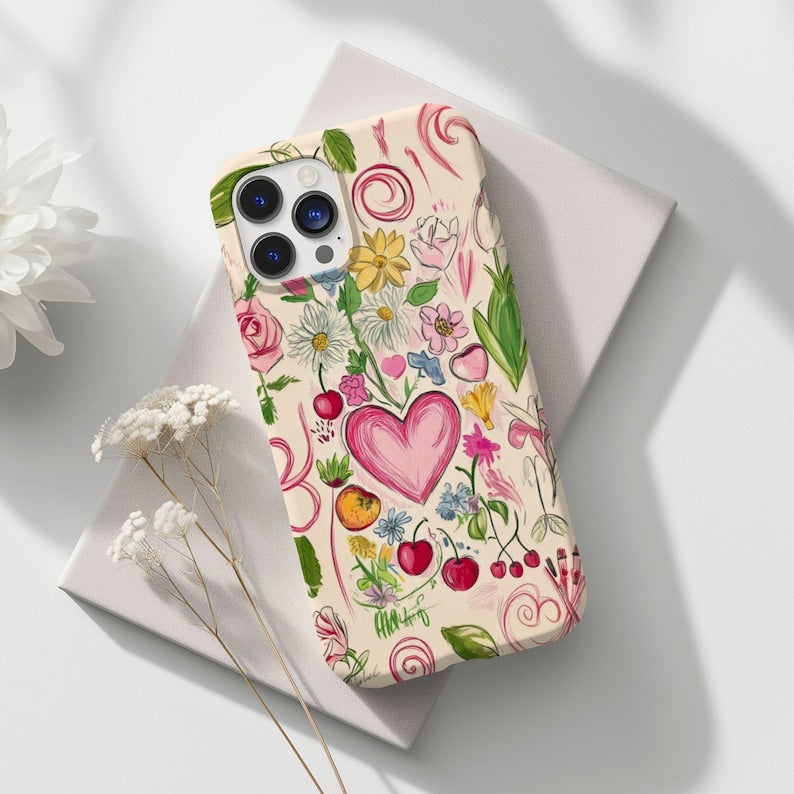 Coquette Heart & Flowers Collage Phone Case