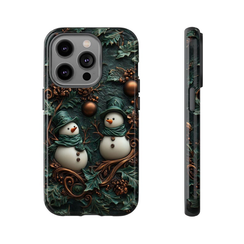 Vintage Stained Glass Snowman Phone Case