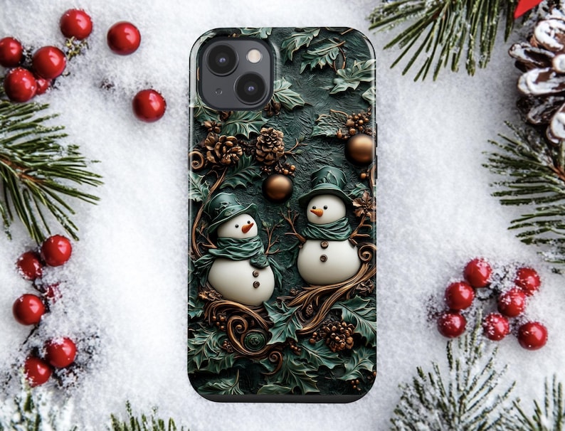 Vintage Stained Glass Snowman Phone Case