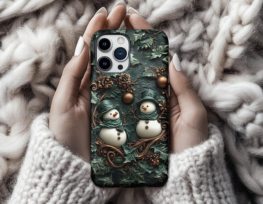 Vintage Stained Glass Snowman Phone Case