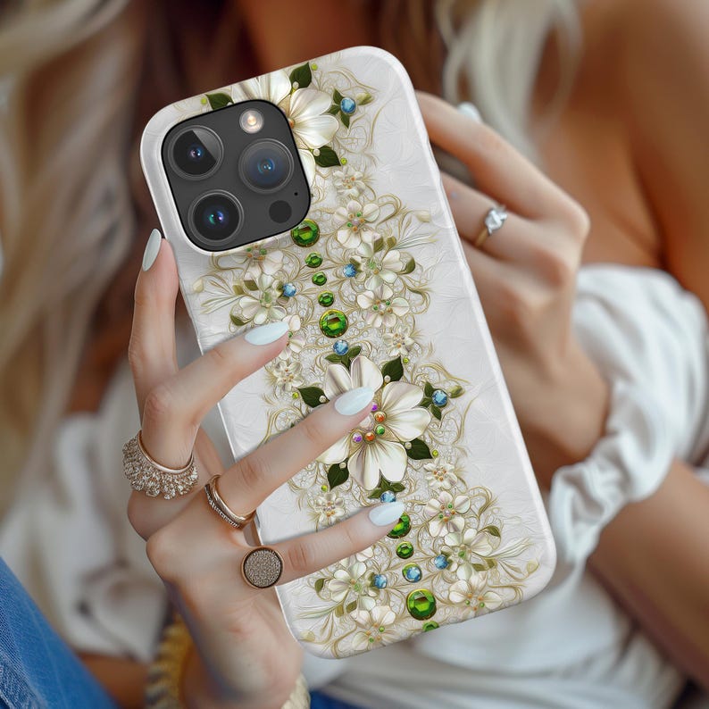 Elegant Floral Emerald Ornament iPhone Case