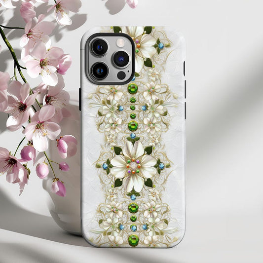 Elegant Floral Emerald Ornament iPhone Case