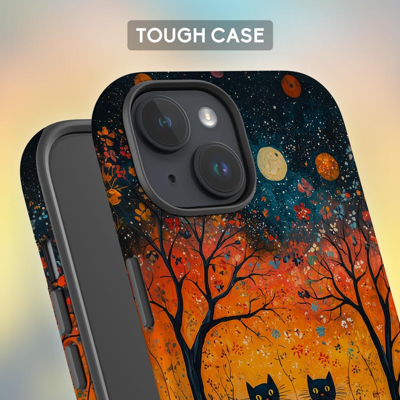 Enchanted Forest with Black Cats iPhone Case