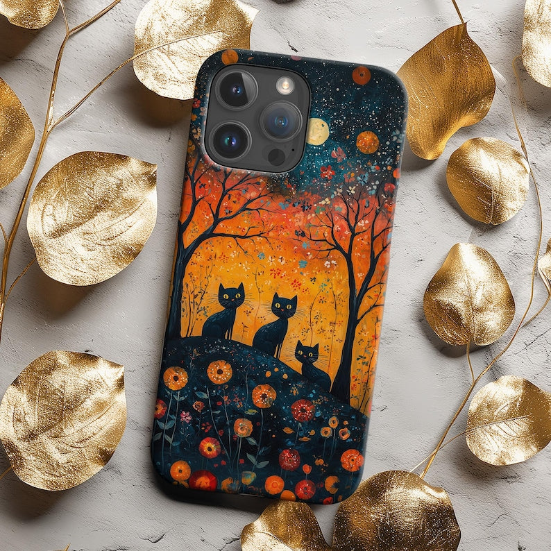 Enchanted Forest with Black Cats iPhone Case